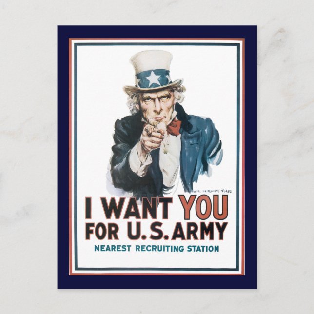 Uncle Sam Wants You World War 2 Postcard (Front)
