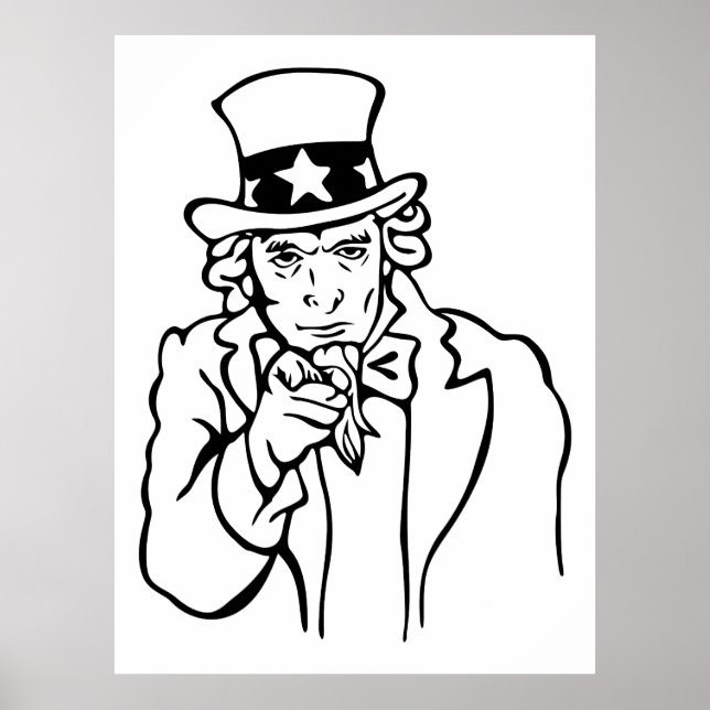Uncle Sam We Want You Line Drawing Poster (Front)