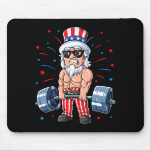 Uncle Sam Weightlifting 4th Of July Men Government Mouse Pad