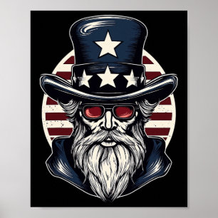 Uncle Sam With Patriotic Usa Flag American Indepen Poster
