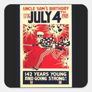 Uncle Sam's 142nd Birthday Square Sticker