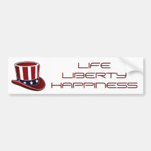 Uncle Sam's Hat "Life Liberty Happiness" Sticker