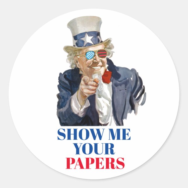 Uncle Scam Classic Round Sticker (Front)