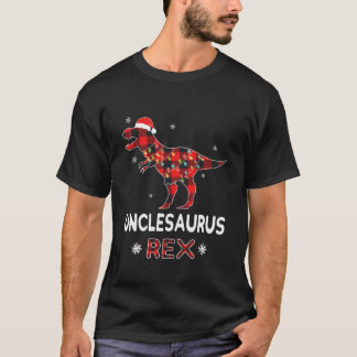 Uncle T-Rex Red Plaid Buffalo Christmas Dinosaur T-Shirt
