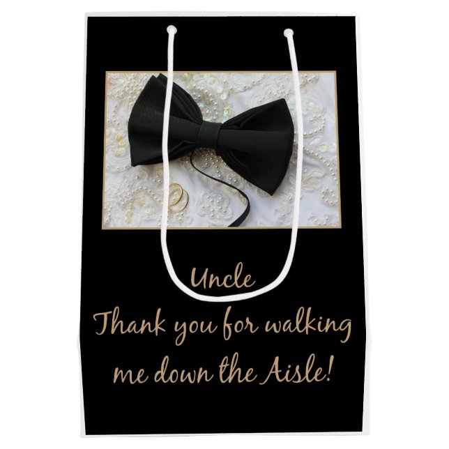 Uncle    Thanks for Walking me down Aisle Medium Gift Bag (Back)