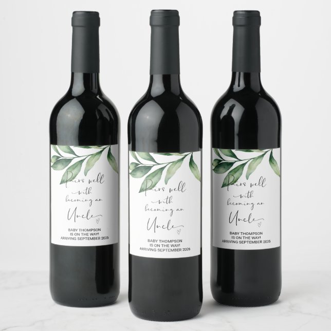 Uncle to Be Pregnancy Announcement for Brother Win Wine Label (Bottles)