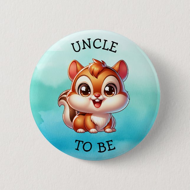 Uncle To Be | Woodland Creatures Baby Shower But 6 Cm Round Badge (Front)