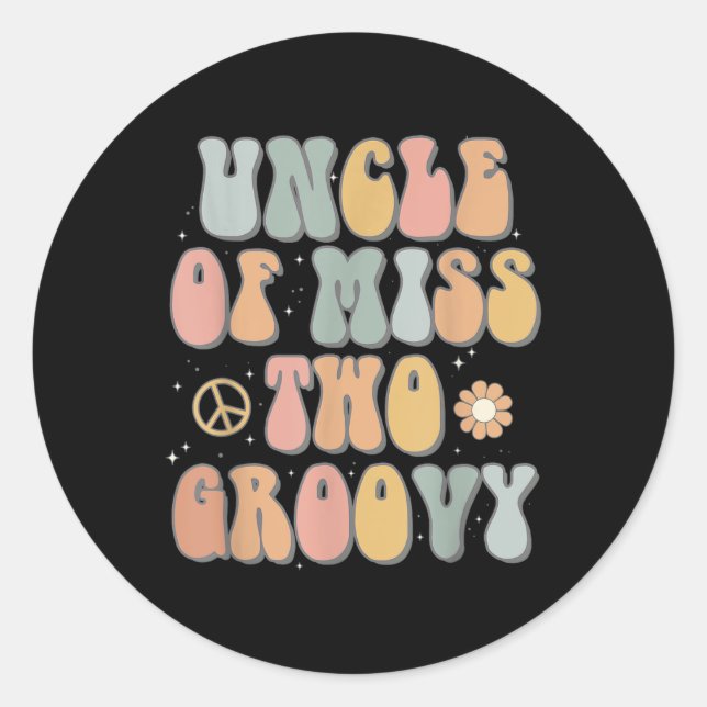 Uncle Two Groovy Second Birthday Retro 2nd Bday Pa Classic Round Sticker (Front)
