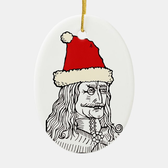 Uncle Vlad's Christmas Ceramic Ornament (Front)