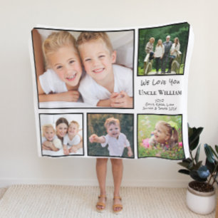 Uncle We Love You Photo Collage Fleece Blanket