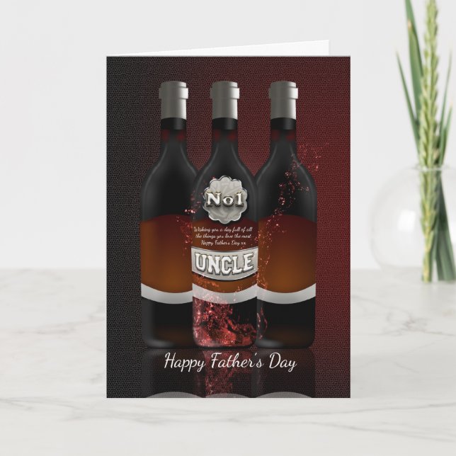 Uncle Wine Bottles Father's Day Greeting Card No1 (Front)