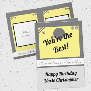 Uncle you're the best gray yellow birthday card