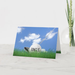 Uncle's birthday golf ball in grass card