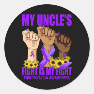 Uncle's Fight Is My Fight Fibromyalgia Awareness Classic Round Sticker