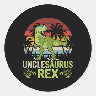 Unclesarurus Rex Cool Retro Dinosaur Design Classic Round Sticker