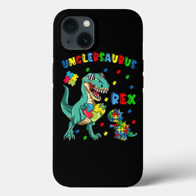 Unclesaurus Autism Awareness Uncle Dinosaur Puzzle Case-Mate iPhone Case (Back)