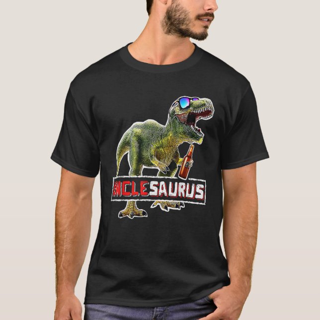 Unclesaurus Rex Beer Shirt T Rex Dinosaur Fun Uncl (Front)