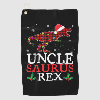 Unclesaurus Rex Red Plaid Christmas Lights Family  Golf Towel