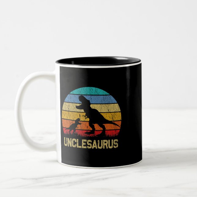 UncleSaurus T Rex Dinosaur Uncle Saurus Family Mat Two-Tone Coffee Mug (Left)