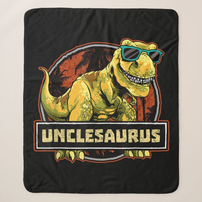 Unclesaurus T rex Uncle Saurus Dinosaur Sherpa Blanket (Front)