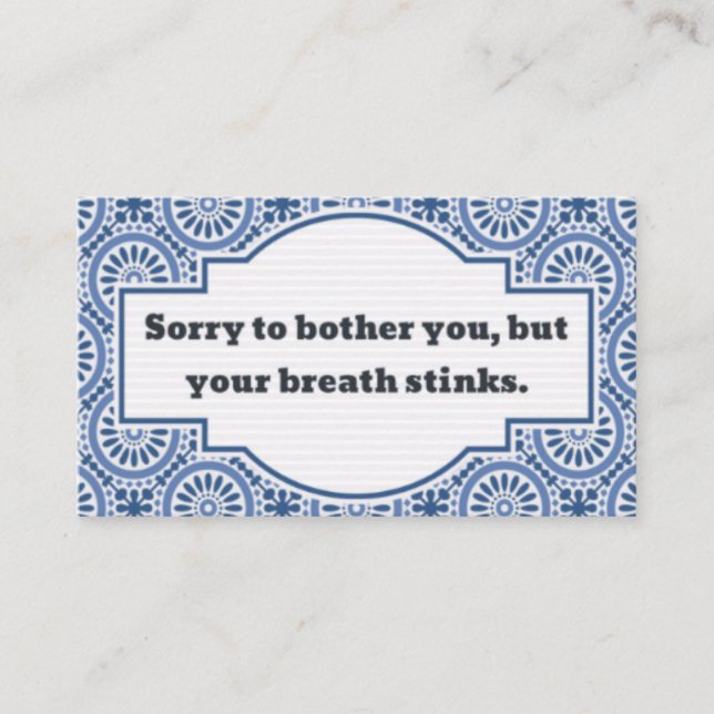 Uncomfortable Conversation, Stinky Breath  Calling Card (Front)