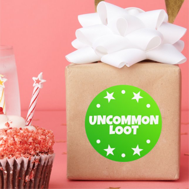 Uncommon Loot Gamer Kids Neon Green Text Slogan Classic Round Sticker (Party)