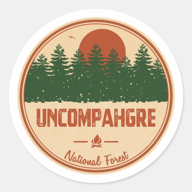 Uncompahgre National Forest Classic Round Sticker (Front)