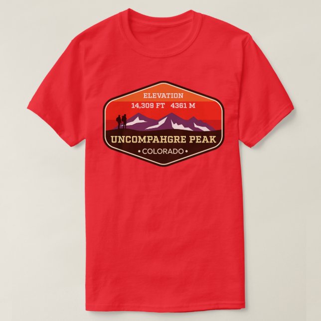 Uncompahgre Peak Colorado 14ers Mountain Climbing  T-Shirt (Design Front)