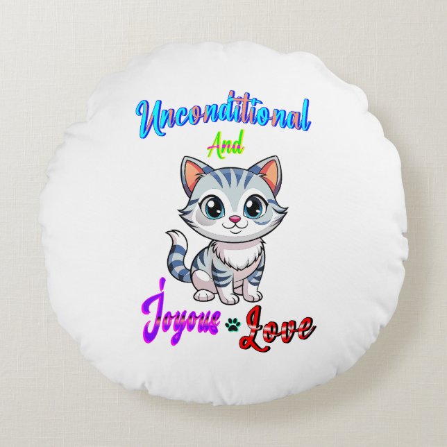 Unconditional And Joyous Love Round Cushion (Front)