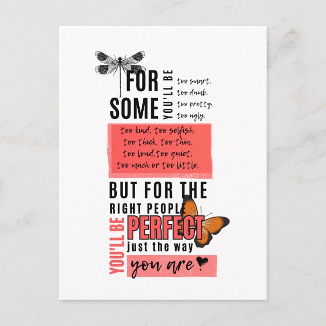 Unconditional love & acceptance friendship quote  postcard (Front)