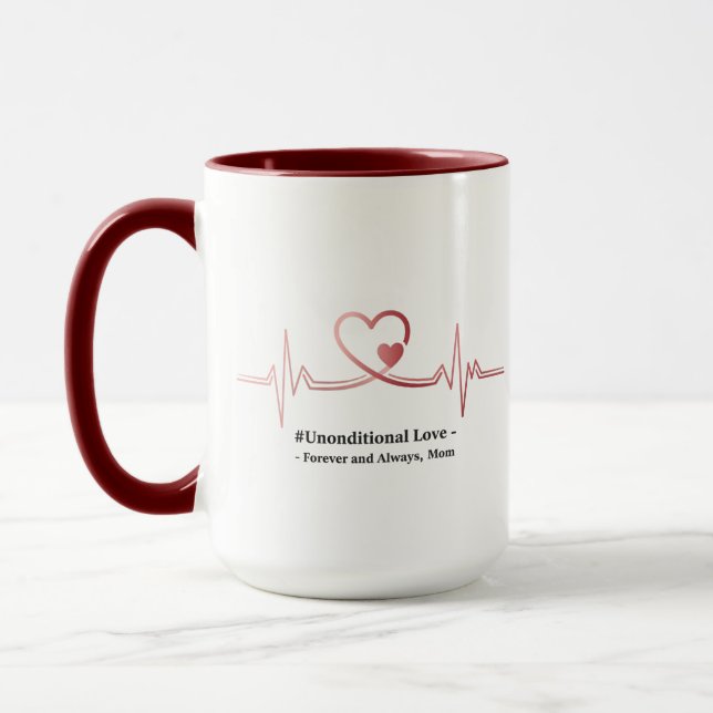 Unconditional Love – Elegant Heart & Floral  Mug (Left)