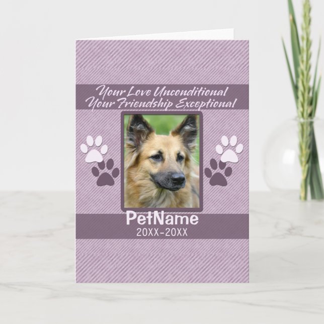 Unconditional Love Pet Sympathy Custom Card (Front)