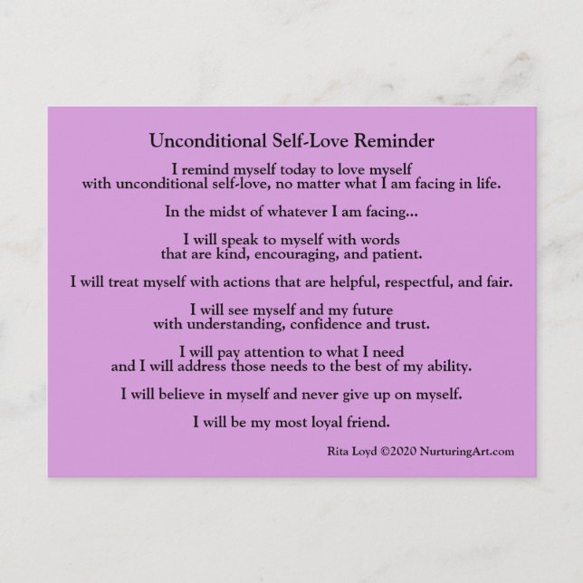 Unconditional self-love reminder post card (Front)