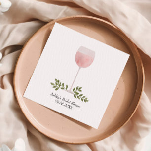 Uncork the Rosé Wine Glass Wedding, Bridal Shower Napkin