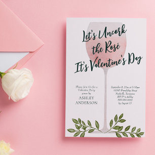 Uncork the Rosé Wine Valentine's Day Party Invitation