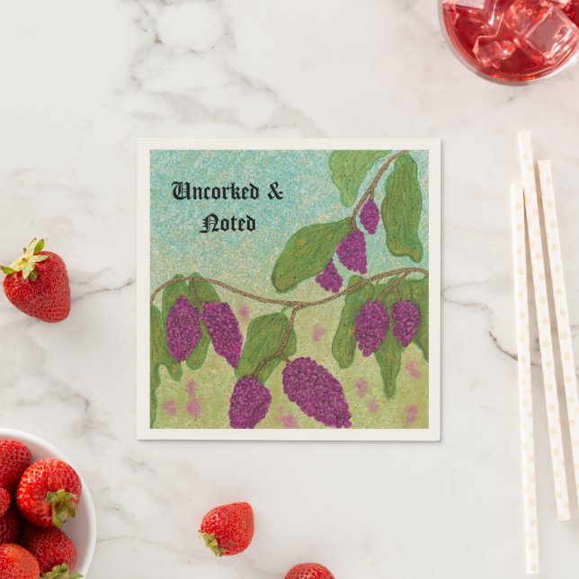 Uncorked & Noted Grape Vine Cocktail Napkin (Insitu)
