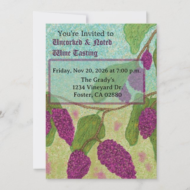 Uncorked & Noted Wine Tasting Invitation (Front)