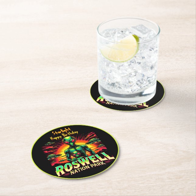 Uncover Alien Mysteries in Roswell! Round Paper Coaster (Insitu)