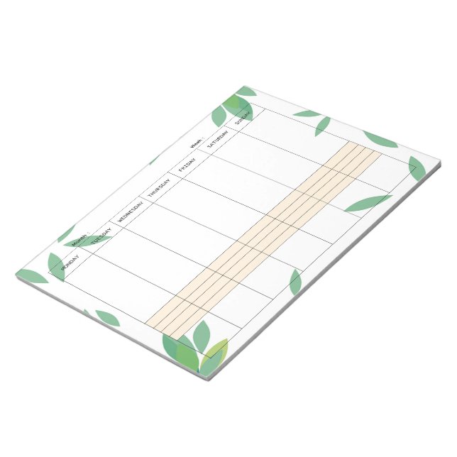 Undated Minimal Weekly Planner Notepad (Angled)