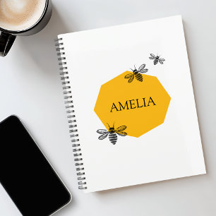 Undated Personalised Name Bee Yellow Stickers Planner