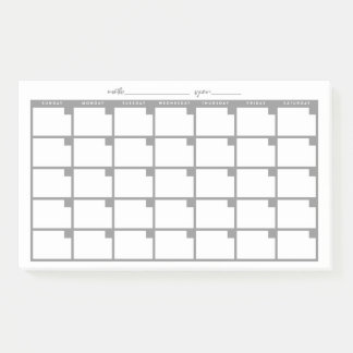 Undated Sticky Note Calendar - Grey