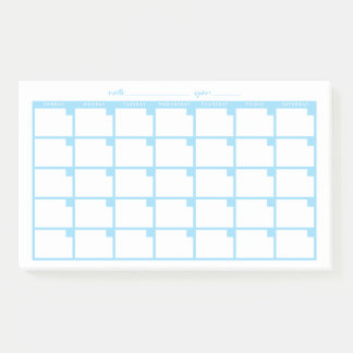 Undated Sticky Note Calendar - Light Blue