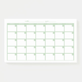 Undated Sticky Note Calendar - Light Green