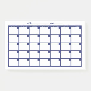 Undated Sticky Note Calendar - Navy