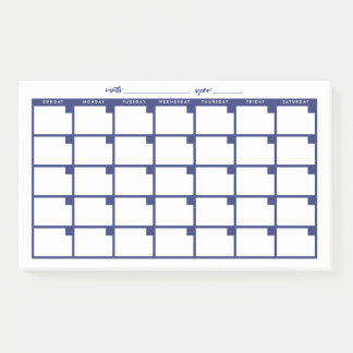 Undated Sticky Note Calendar - Navy