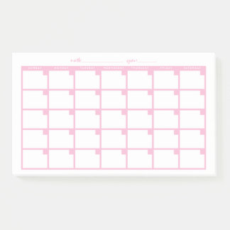 Undated Sticky Note Calendar - Pink