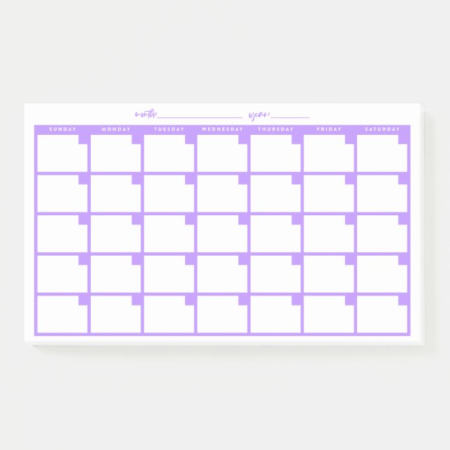 Undated Sticky Note Calendar - Purple (Front)