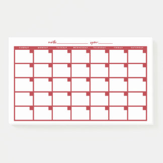 Undated Sticky Note Calendar - Red