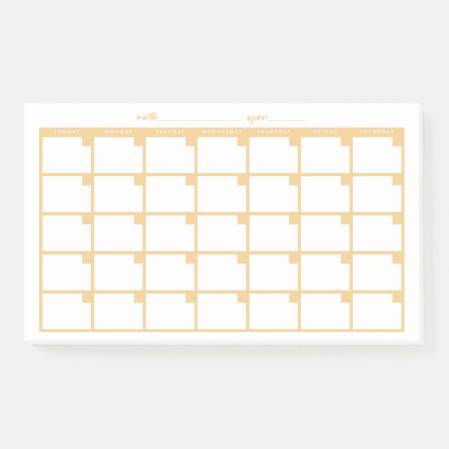 Undated Sticky Note Calendar - Yellow (Front)