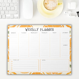 Undated Vertical Weekly Planner, Orange Border Notepad